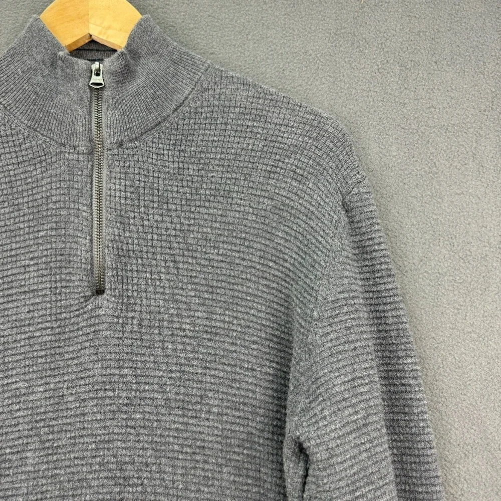 Esprit Shirt Mens Medium Gray Half-Zip Knit Sweater Cotton Cashmere Thick Warm